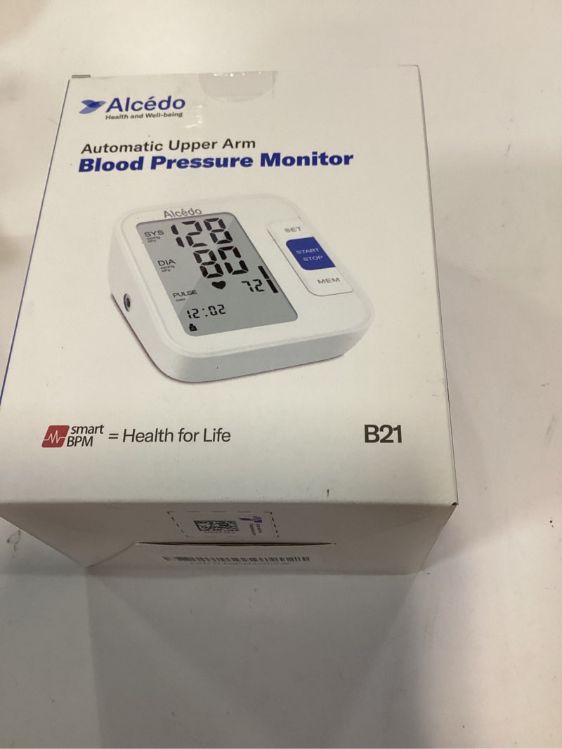 Condition photo showing New/Like New for alcedo blood pressure monitor for home use, automatic digital bp machine with large cuff for upper arm, lcd screen, 2x120 memory, talking function large screen