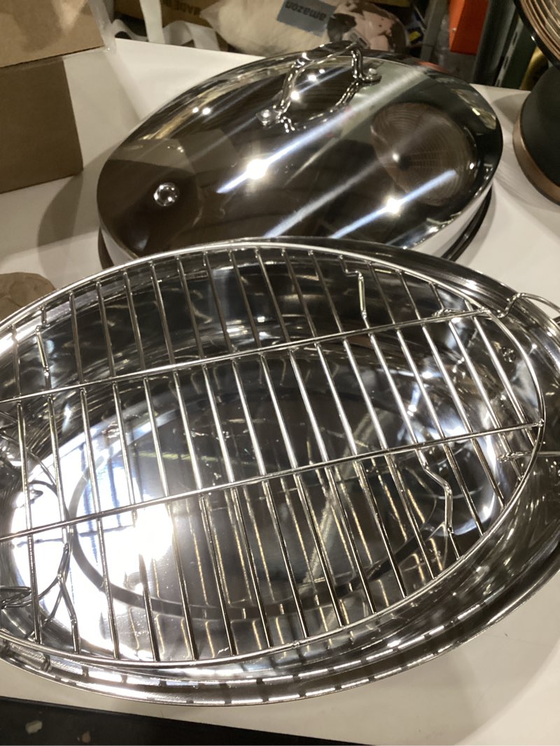 Condition photo showing Good Condition for made in cookware - 10 quart stainless steel rondeau pot w/lid - 5 ply stainless clad - professional cookware - crafted in italy - induction compatible 10 quarts,similar to stock photo