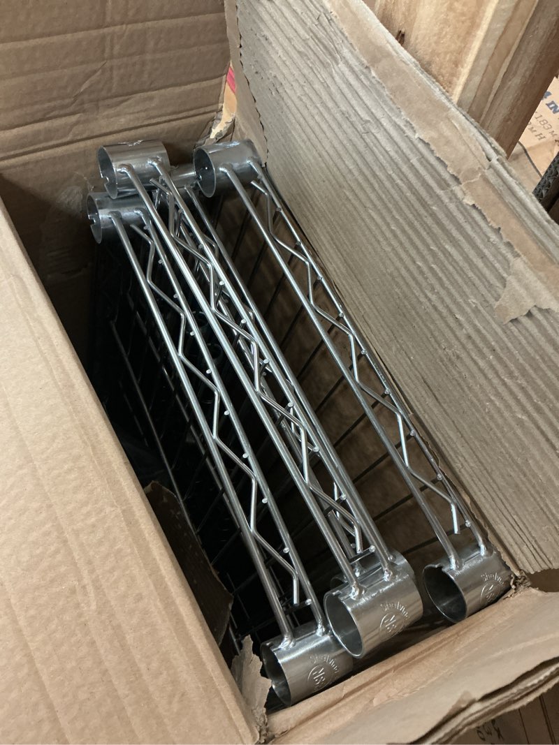 Condition photo showing As Is for style selections 35.7-in w x 14-in d x 53-in h 4 -tier black metal wire utility shelving unit