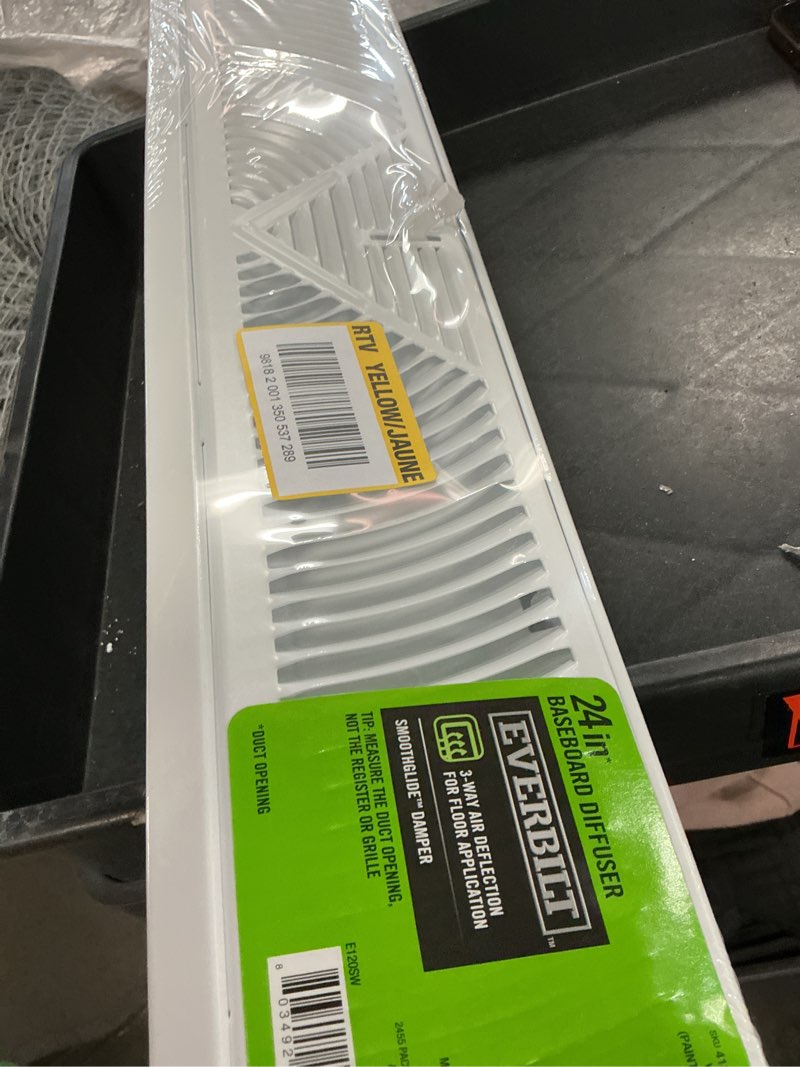 Condition photo showing Good Condition for everbilt 24 in. 3-way steel baseboard diffuser supply in white