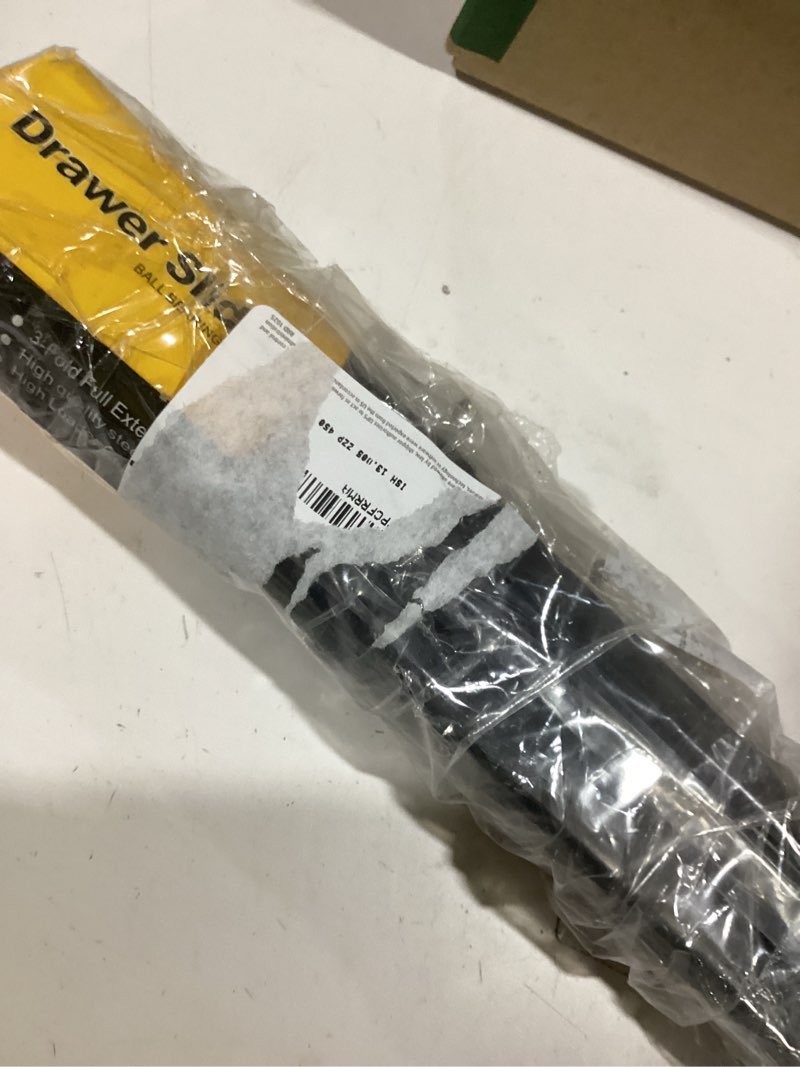 Condition photo showing As Is for Drawer Slides 1 Pair Full Extension 10 12 14 16 18 20 22 24 inch Side Mount Rails Dresser Cabinet Bracket Replacement Ball Bearing Tracks Guide Metal Runner 100 LB (Basic-1 Pair, 18 Inch) 18 Inch Basic-1 pair