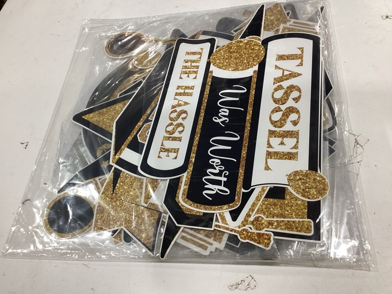 Condition photo showing New/Like New for gersoniel 4 pcs 2026 graduation party decorations congrats grad table centerpiece 32 inch graduation cake topper black and gold centerpieces for tables diy photo props