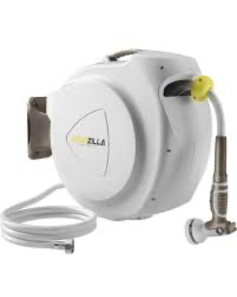 retractable garden hose reel, 1/2 in 120+6 ft, heavy duty wall mounted water hose reel, spring power