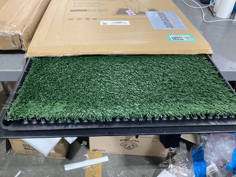 Condition photo showing New/Like New for loobani dog grass pad with tray - dog litter box - indoor potty for apartment and patio training - with 2 packs grass pee pads for replacement, 20×25 inch tray potty 20*25inch