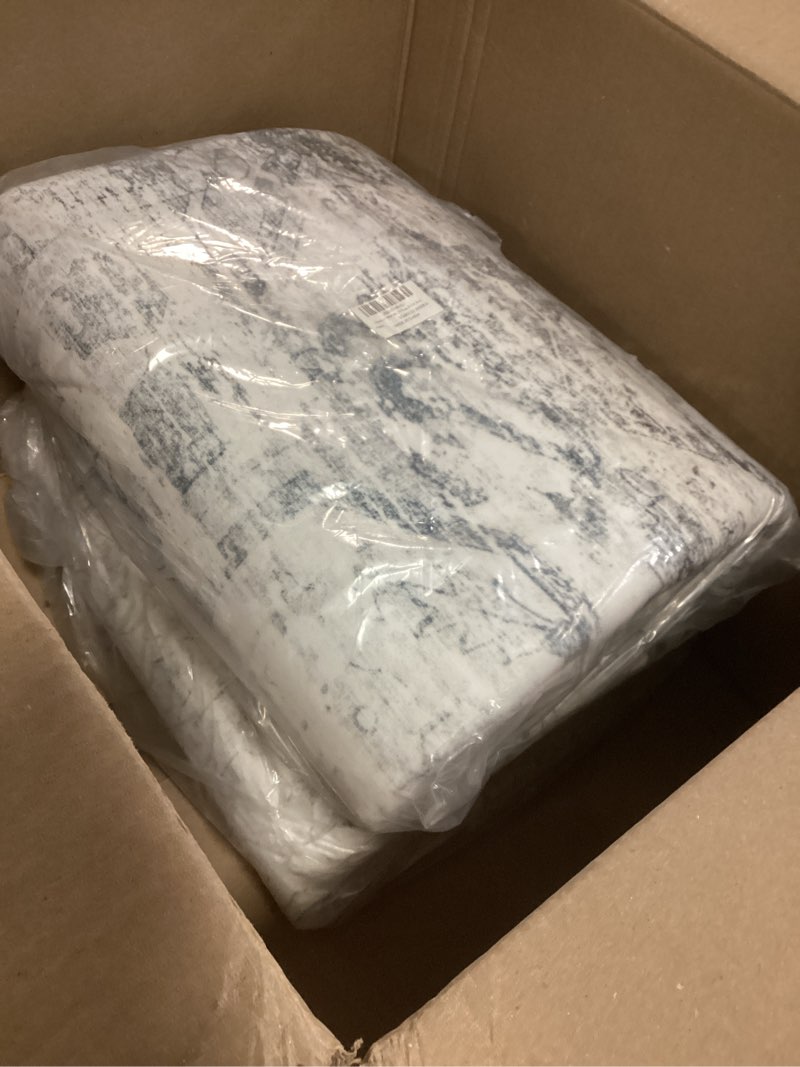Condition photo showing Good Condition for 8x10 Washable Area Rugs for Living Room, Large Soft Faux Wool Cozy Floor Carpets for Bedroom Dining Room, Neutral Vintage Distressed Non Slip Grey White Rug for Home Office Decor 8' x 10' (Rectangular) Grey White