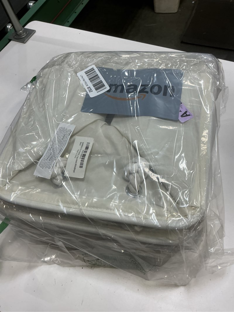 Condition photo showing New/Like New for 13 x 13 Inch Storage Cubes?6 Pack Cube Storage Bins for Shelves?Fabric Collapsible Storage Bins with Handles, Foldable Storage Basket for Organizing Clothes, Toys, Books (White&Beige) White&Beige?EVA?