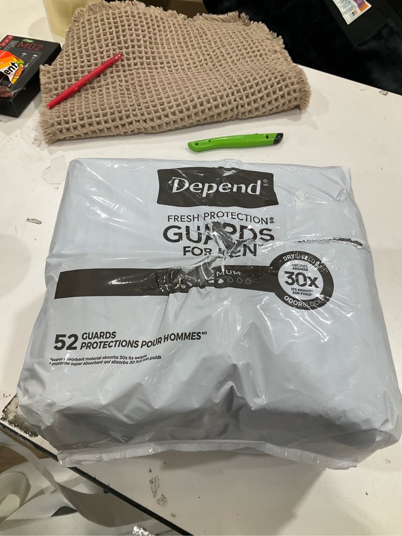 Condition photo showing New/Like New for Depend Guards Incontinence Pads for Men, Maximum Absorbency, 52 Count, Packaging May Vary