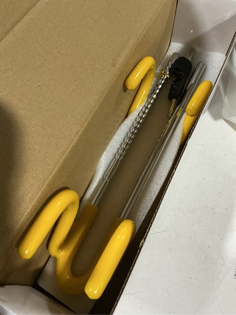 Condition photo showing Good Condition for jetmore steering wheel lock anti theft car device with adjustable design car lock in compatibility car wheel lock with reinforced steel car anti theft device with tamper-proof bolts yellow
