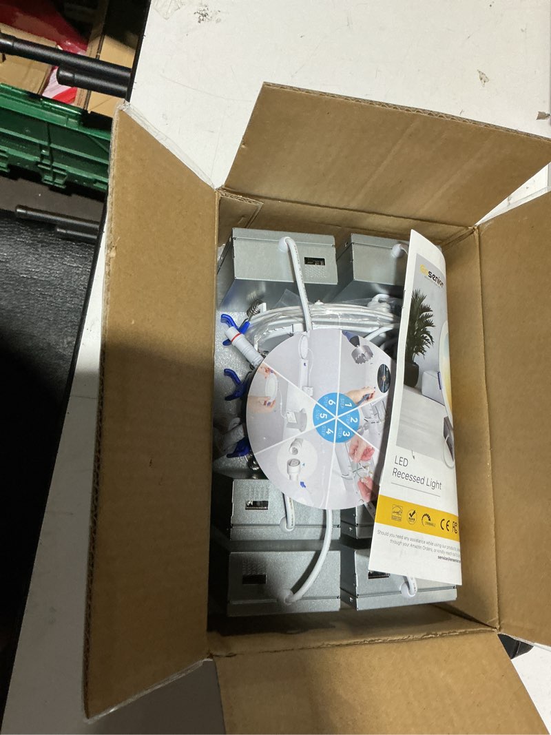 Condition photo showing New/Like New for Ensenior 6 Pack 4 Inch LED Recessed Light, Dimmable, 2700K-5000K 5CCT, 750LM High Brightness, 9W 120V, Damp Rated, ERL-9X-ETL, Ultra-Thin Canless Wafer Ceiling Light - ETL & FCC & IC 4 Inch 2700/3000/3500/4000/5000k - 5cct White
