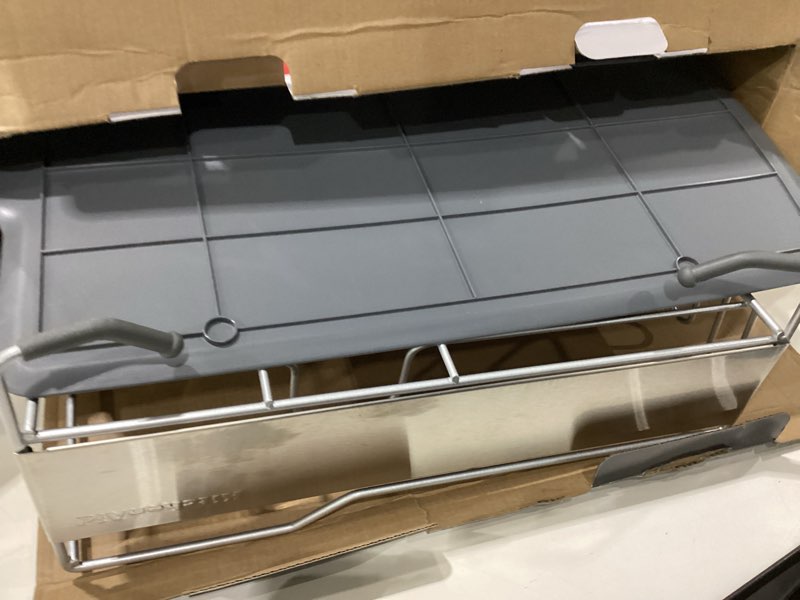 Condition photo showing Good Condition for kitchenaid large capacity full size rust resistant dish rack with angled drain board and removable flatware caddy, light grey gray full size