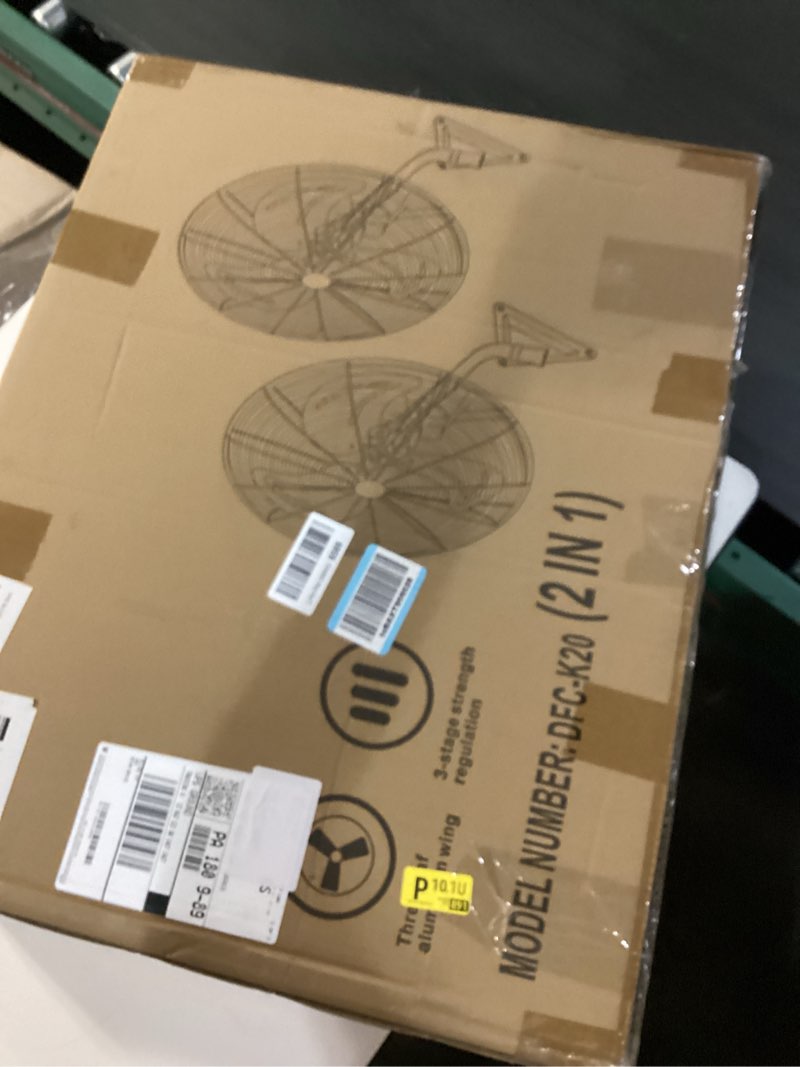 Condition photo showing New/Like New for 2 pack 20" wall mount fan, 7100cfm heavy duty wall fan with 3-speed & adjustable tilt, high velocity industrial oscillating fans for garage, factory, patio, porch, shop & commercial use - etl listed 20" black*2