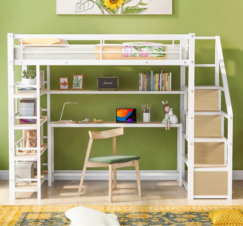 (Incomplete box 2 of 2) Twin Parvati Kids Loft Bed white 