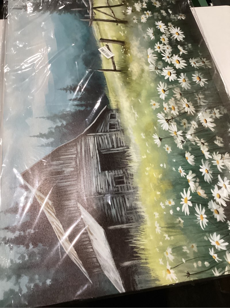 Condition photo showing New/Like New for Farmhouse Barn Prints Wall Art, Country Barn and White Daisy Picture Canvas Wall Art, Vintage Barn Pictures Wall Art, Rustic Pictures Wall Decor for Farmhouse Living Room, Bedroom 24x36 Inches Country02 36"L x 24"W