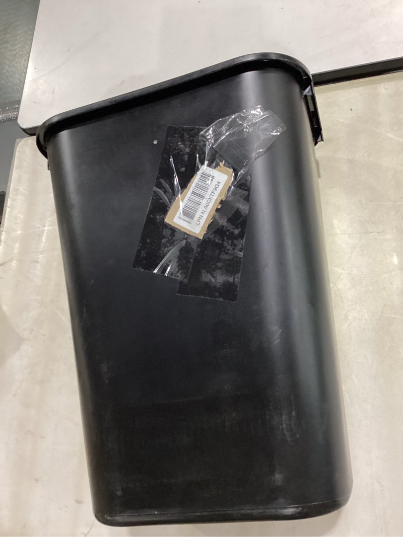 Condition photo showing Good Condition for rubbermaid commercial wastebasket trash container, 41qt/10.25 gal, plastic, black, stackable trash can for bedroom/bathroom/office, fits under desk/sink/cabinet