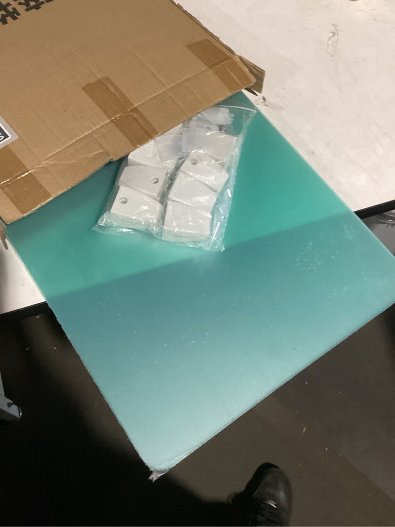 Condition photo showing As Is for GOOFCXO 4 Pcs Desk Divider Privacy Panel 23.6 x 15.8 Inch Counter Desk Acrylic Panel Holder Free Standing Privacy Shield Work Station Desk Divider Partition for Offices Schools Call Centers (Frosting)