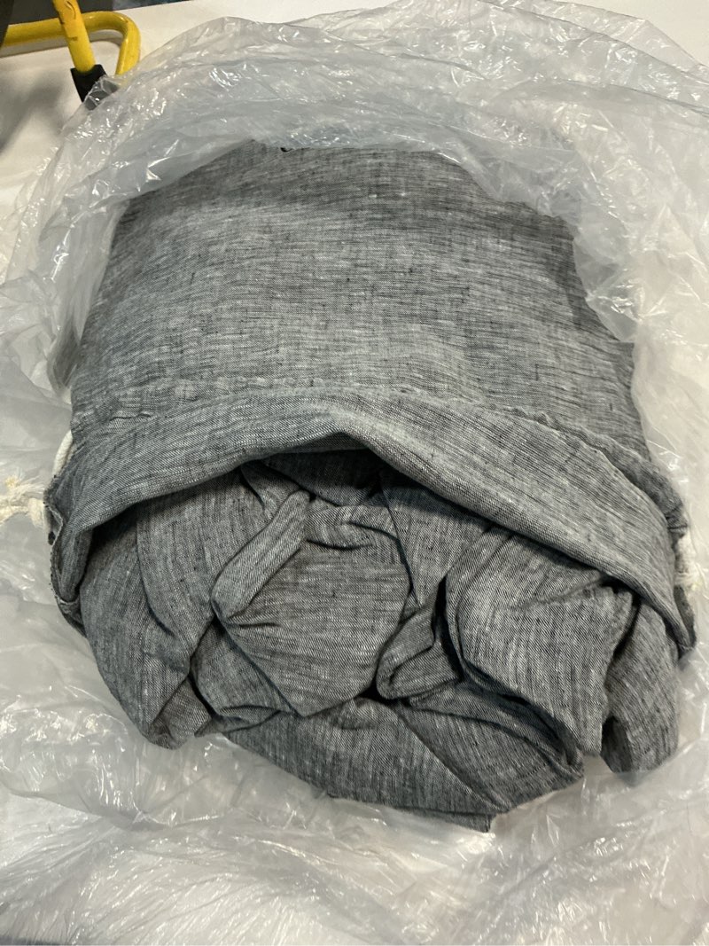 Condition photo showing As Is for european linen duvet cover, king/cal king, charcoal chambray