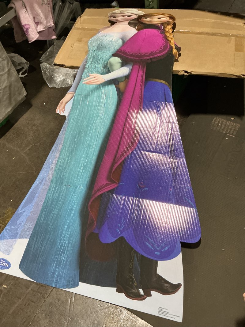 Condition photo showing As Is for cardboard people elsa & anna life size cardboard cutout standup - disney's frozen (2013 film)