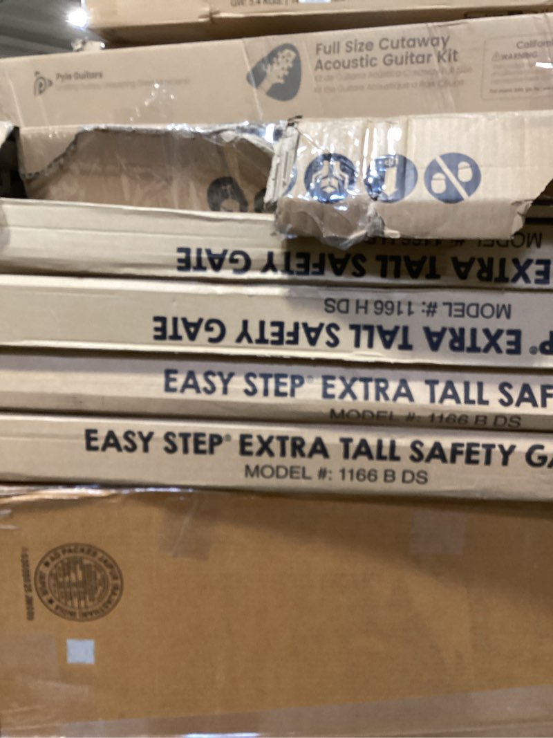 Condition photo showing As Is for Regalo Safety 36" Extra Tall Baby Gate for Doorways & Bottom of Stairs, Pressure Mount, Toddlers & Pets, 6-24 Months, Tested & Safe for 30 Years, American Designed, American Owned White 29-36.5"W x 36"H