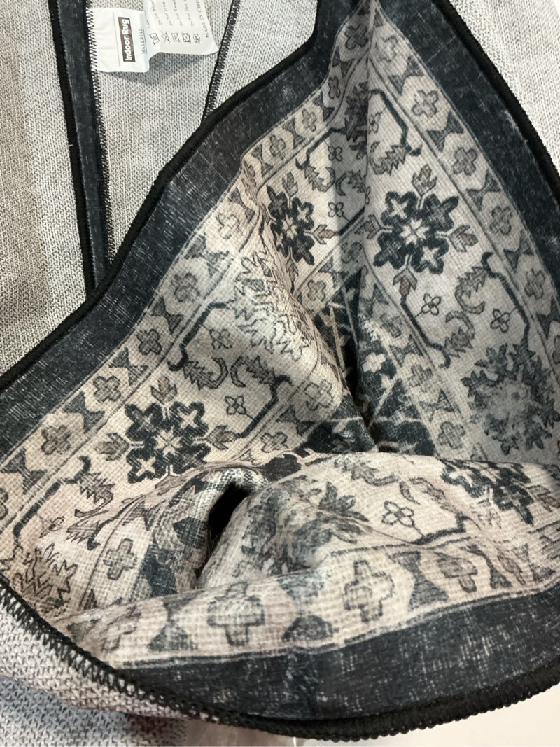 Condition photo showing Good Condition for Hallway Washable Runner Rug - 3x6 Kitchen Rugs Entryway Rug Runner Vintage Soft Floor Mat Non Slip Indoor Farmhouse Carpet for Bathroom Living Room Bedroom (3 X 6, Black) 3' x 6' (Rectangular) Black