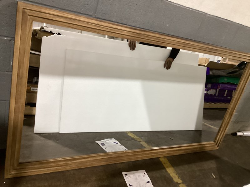 Condition photo showing Good Condition for Antok Floor Mirror, 81"×41" Wood Full Length Mirror Wooden Full Body Mirror with Stand, Hanging Mounted for Living Room Cloakroom, Brown, Arched Style 81"L x 41"W Arched Style Brown