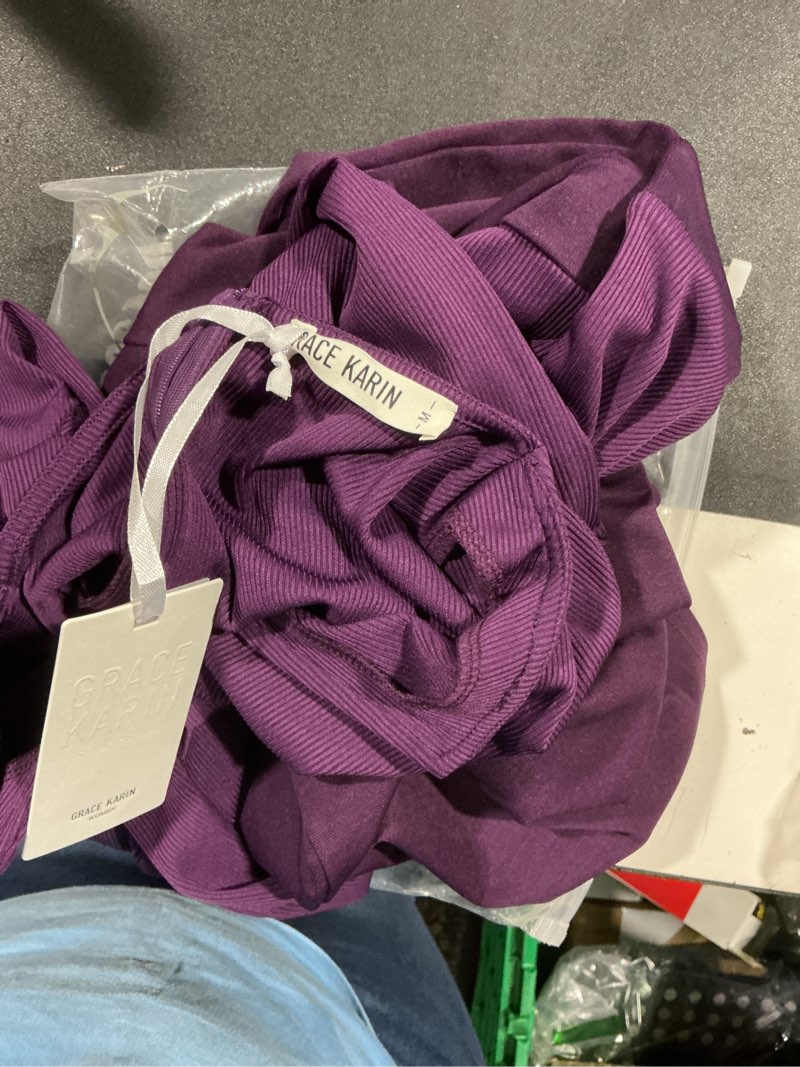 Condition photo showing Good Condition for grace karin women's 2026 fall henly v neck business work dress long sleeve bodycon midi elegant office sheath dress dark purple medium
