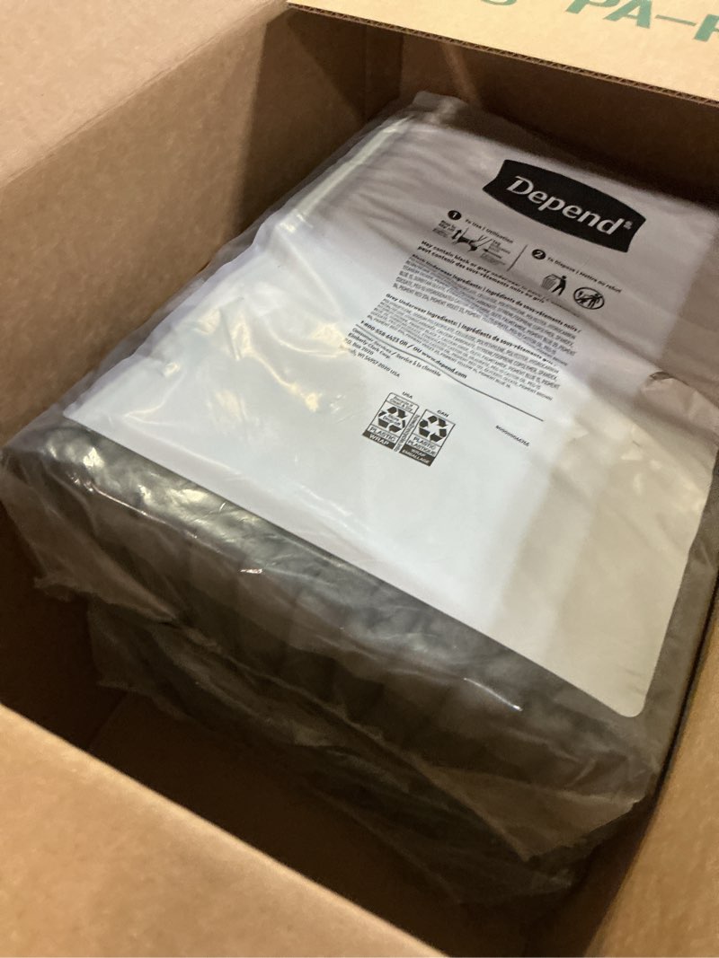 Condition photo showing New/Like New for Depend Real Fit Adult Diapers, Incontinence Underwear for Men, Disposable, Maximum Absorbency, Large/Extra Large, Black, 52 Count (2 packs of 26), Packaging May Vary Black Large/X-Large 52