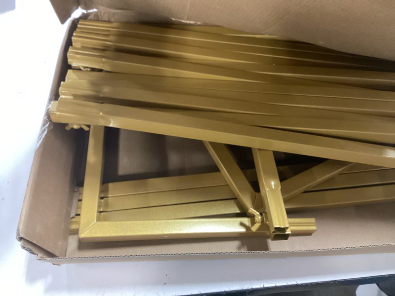 Condition photo showing As Is for wedding arch 6.6ft x 6.6ft square backdrop stand gold metal balloon arch stand for ceremony wedding arches for ceremony birthday party bridal shower anniversary decoration 6.6 ft x 6.6 ft gold