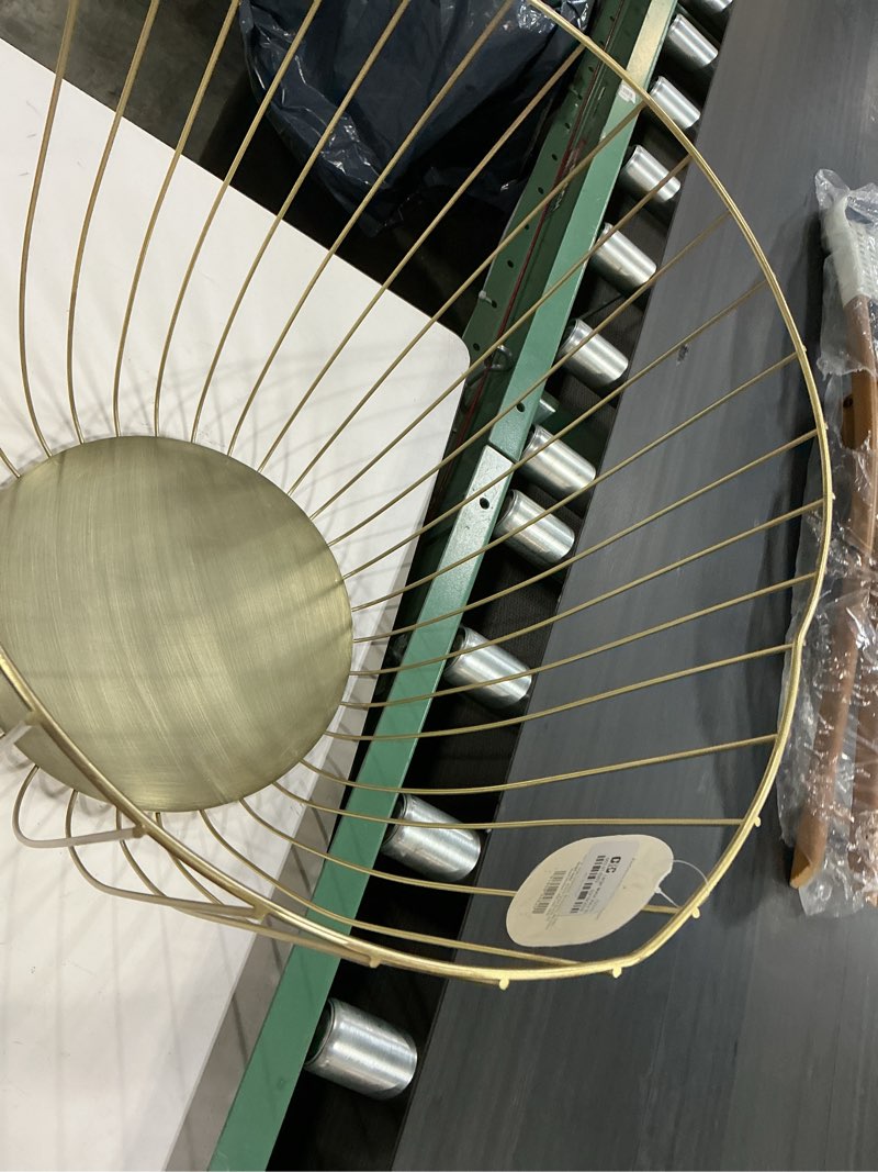 Condition photo showing As Is for large metal wire basket gold - threshold™: round decorative blanket holder, 18"x16" iron basket