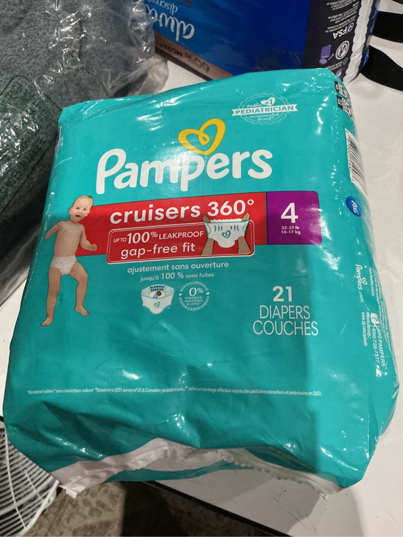 Condition photo showing Good Condition for pampers diapers - cruisers 360° - size 4, 21 count, up to 100% leakproof fit, designed for active babies, pull on diaper