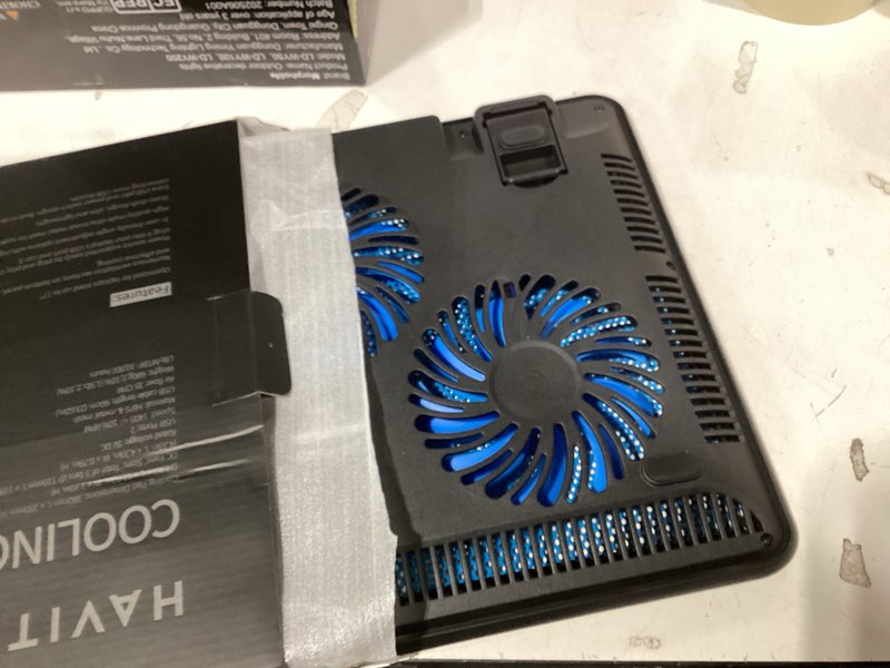 Condition photo showing Good Condition for Similar product not like stock photo llano V12 Laptop Cooling Pad, Gaming Laptop Cooler Stand with 5.5inch Powerful Turbo Fan, Adjustable Speed, Touch Control, 3-Port USB A, for Fast Cooling Laptop 15.6-19in, Black (No RGB) V12 Black (USB A+No RGB)