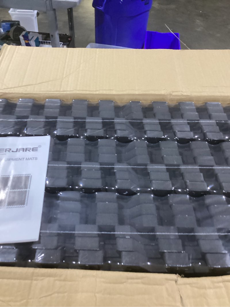 Condition photo showing Good Condition for (size varies)superjare 0.79'' extra-thick exercise equipment mats, 12 pcs 48 sq ft rubber top floor tiles with high density eva foam, interlocking gym flooring for home gym, workout mat, black/grey