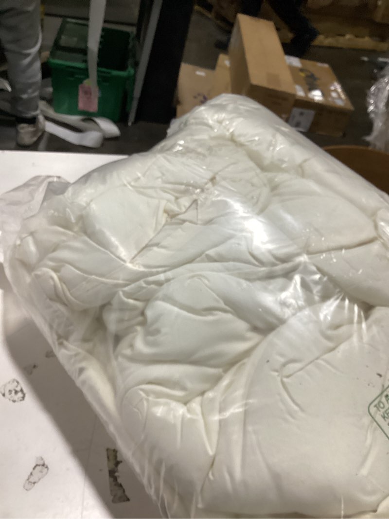 Condition photo showing As Is for muxhomo 7 pieces full comforter set, soft bed in a bag full size, all season bedding set with comforter, flat sheet, fitted sheet, pillowcases & shams, ivory full(82"x86") 02 - ivory