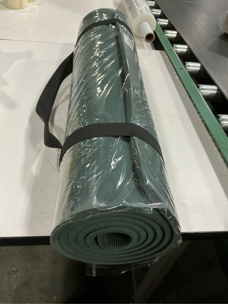 Condition photo showing New/Like New for ILILI Yoga Mat 10mm Extra Thick and 193cm Extra Long, 76x28×0.4 Inch, Double Color Non-Slip TPE Material, Easy Carrying with Strap, Ideal for Yoga, Pilates, Floor Exercise, Home and Outdoor Use, Eco Friendly Dark Green+Dark Grey