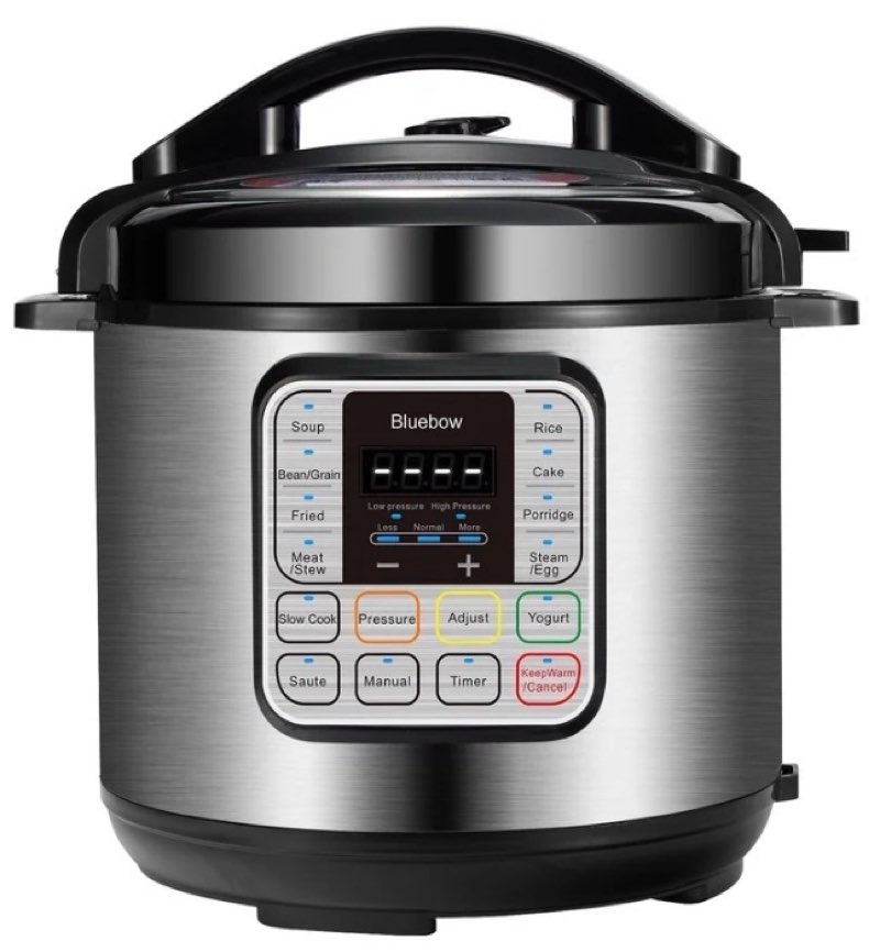 bluebow 6.5 quart electric pressure cooker, 11-in-1 multi cooker rice cooker slow cooker sauté steamer, stainless steel