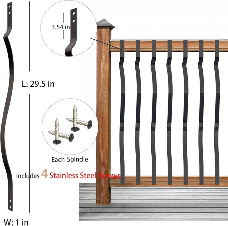 Hypergiant Iron Deck Balusters 30Pack 29.5 " Inches Heavy Duty Deck Spindles Balusters with Screws,M