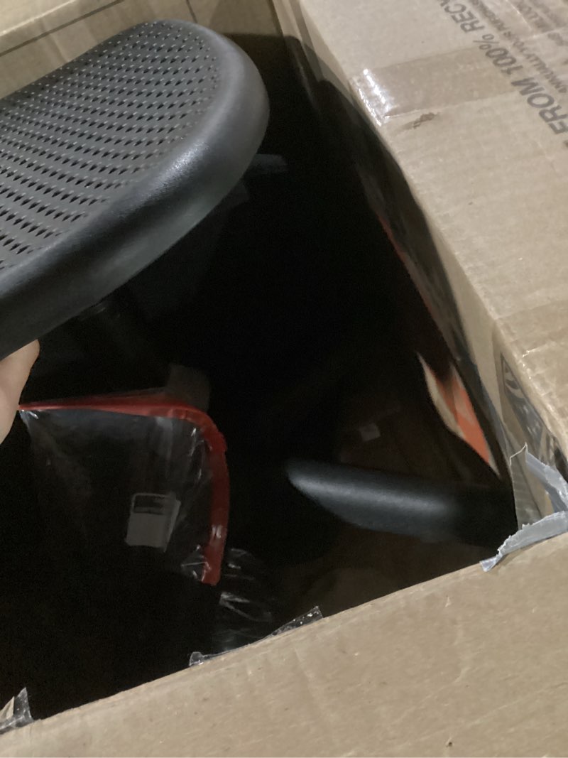 Condition photo showing As Is for similar to) amazon basics low back office chair, breathable mesh, height adjustable, padded seat, rolling wheels, swivel, back support, sturdy, 21.25\" d x 22.5\" w x 38\" h, black