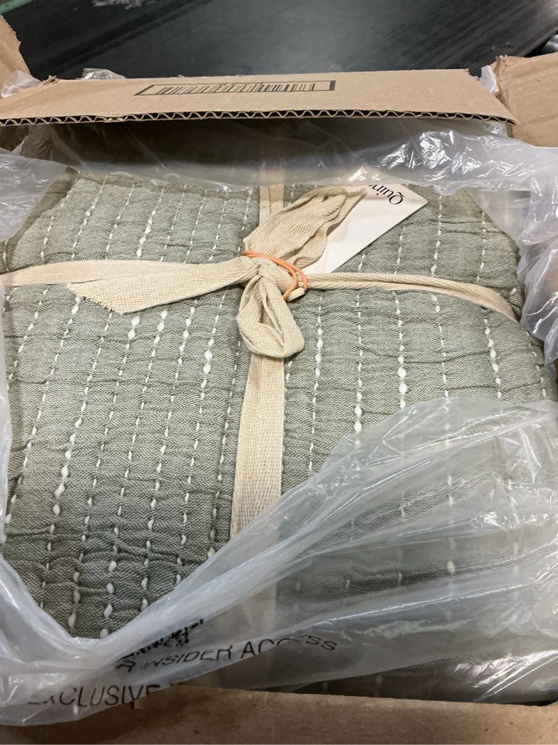Condition photo showing Good Condition for organic cotton channel stitch coverlet set, king/cal king, green