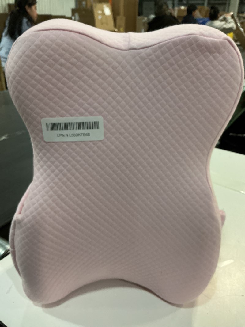Condition photo showing As Is for LRAZU Knee Pillow for Side Sleepers, Memory Foam Leg Pillow Between Knees, Relieves Back, Hip & Knee Pain While Aligning Spine, Adjustable Strap, 14 Inch (Pink)