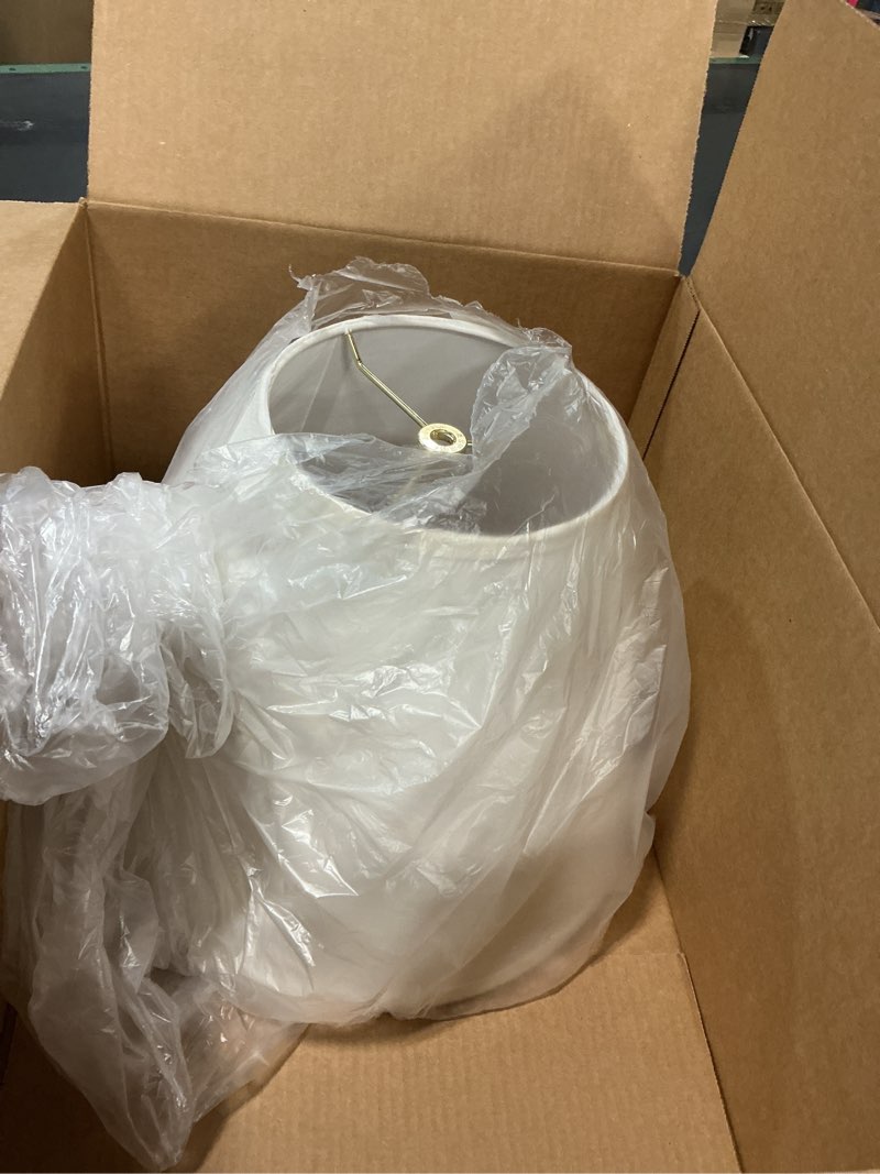 Condition photo showing Good Condition for Aspen Creative 32290A Transitional Hardback Empire Shaped Spider Construction Lamp Shade in Off White, 14" wide (7" x 14" x 11")