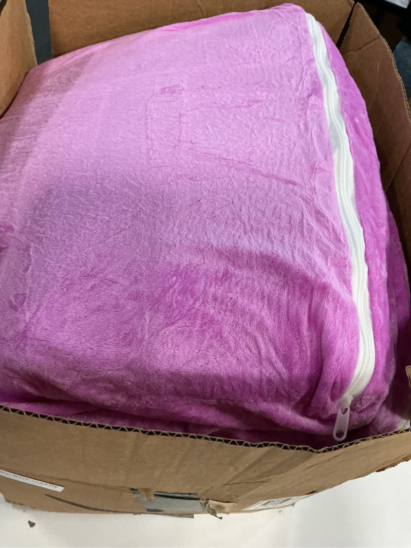 Condition photo showing Good Condition for Gifts for Kids Couch 2 in 1 Toddler Couch Fold Out with Flannel Blanket Set Soft Princess Kids Chair for 1-3 Toddler Comfy Convertible Sofa to Lounger Bed for Reading Sleeping Decor(Purple)