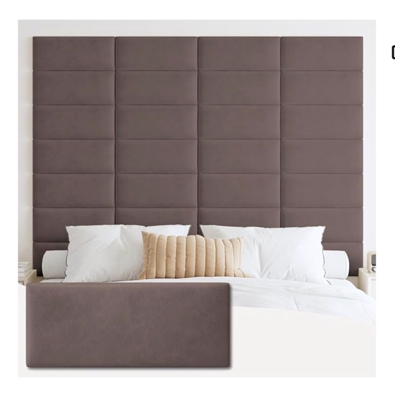 IFNOW Upholstered Wall Mounted Headboard, 3D Soundproof Wall Panels Peel and Stick for Queen Size, Reusable and Removable Tufted Bed Headboard in coffee  (6 Panels, 10\" x 24\") coffee Twin