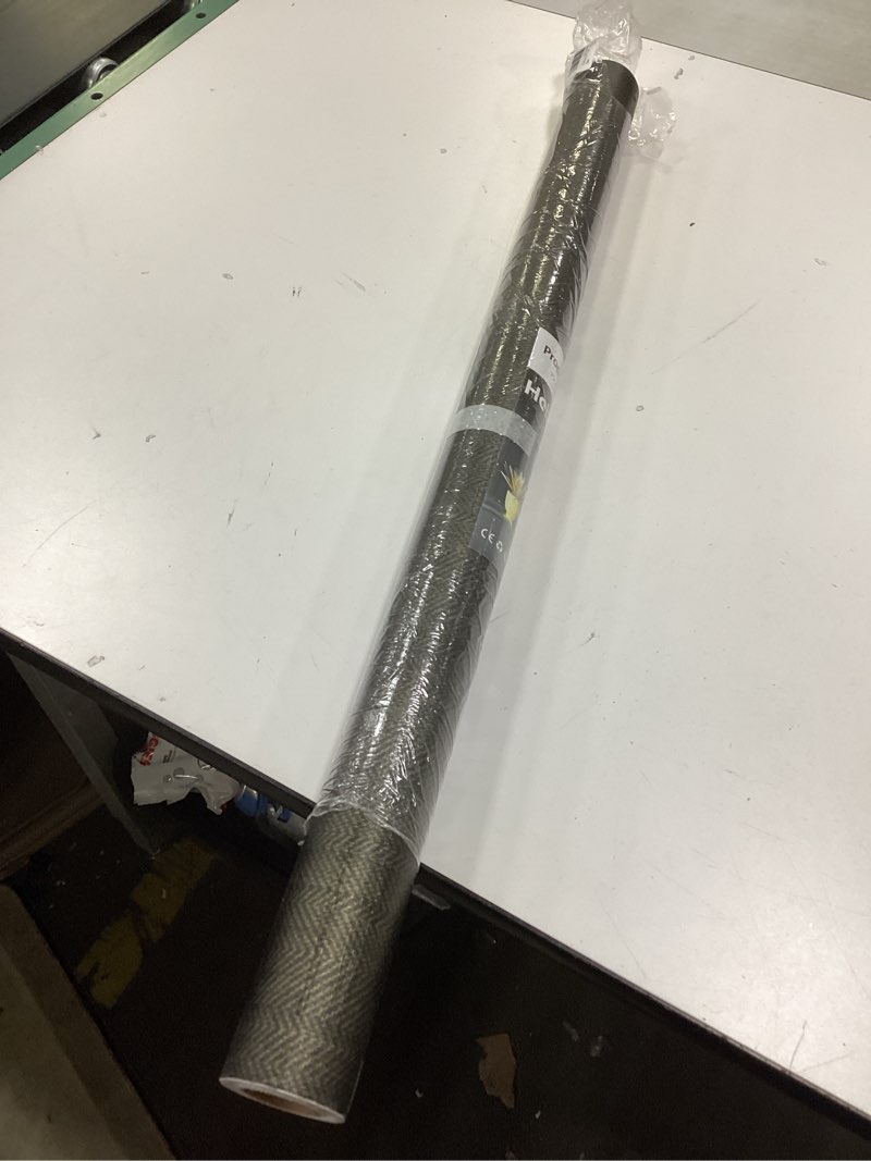 Condition photo showing Good Condition for Black Gold Wallpaper Peel and Stick Grasscloth Wallpaper Herringbone Textured Woven Fabric Wall Paper Removable Self Adhesive Black Linen Contact Paper for Cabinets Bedroom Walls 17.7"x80" 17.7" x 80"