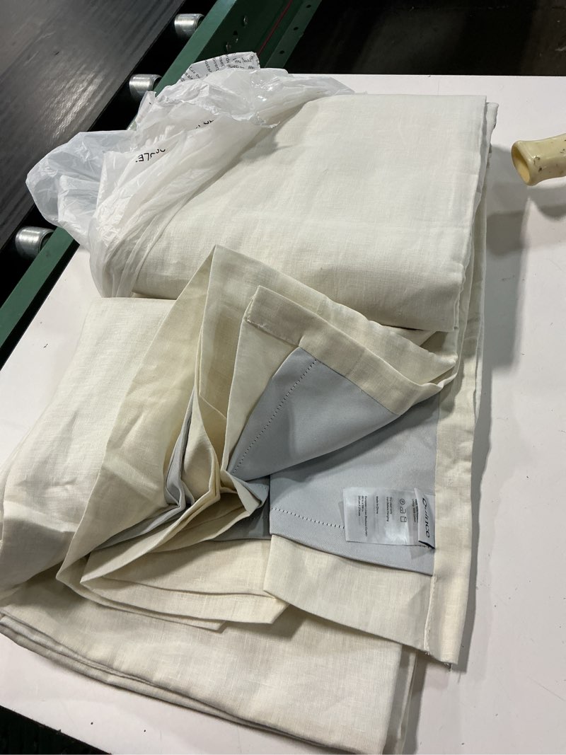 Condition photo showing Good Condition for 1 panel european linen room darkening curtain, 96x108, ivory
