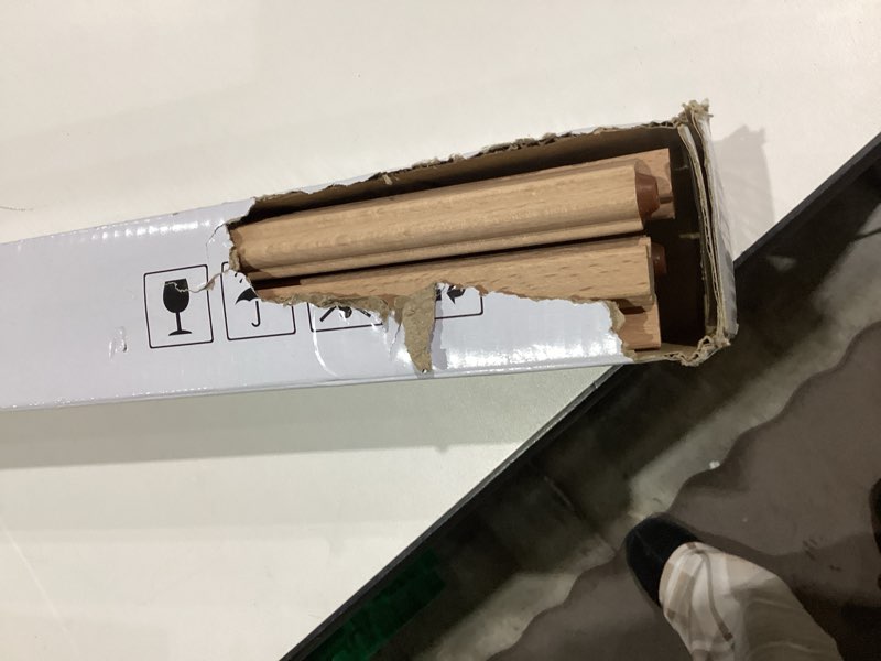 Condition photo showing New/Like New for MEEDEN Wood Easel Stand for Display: Wooden Tripod for Poster Board - Wedding Easel Standing for Welcome Sign Natural Color