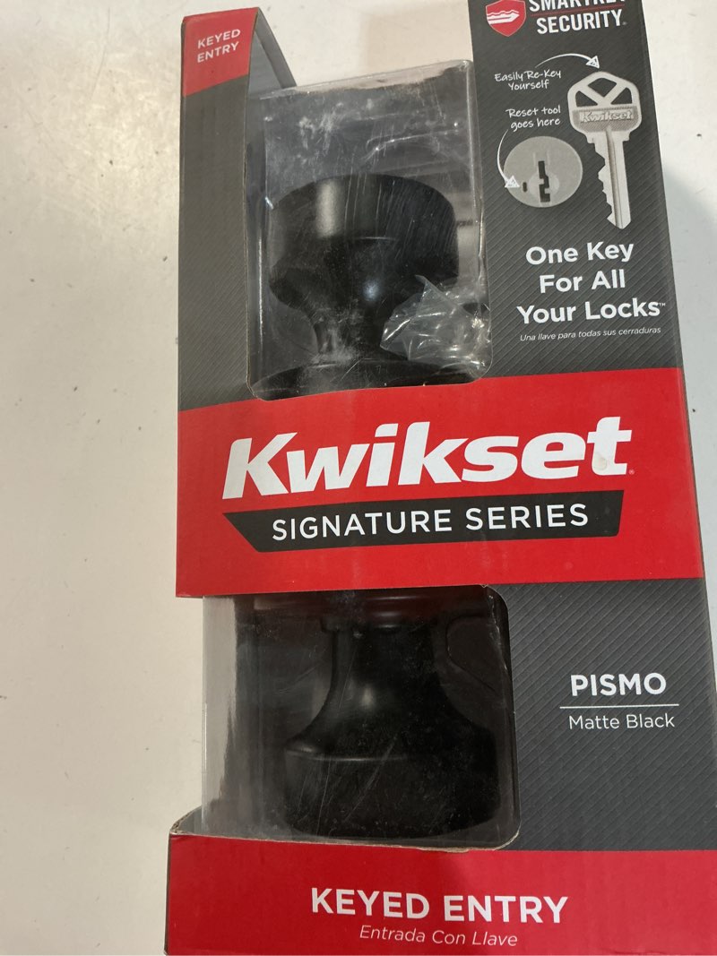 Condition photo showing Good Condition for kwikset signature series pismo matte black entry door knob kw1 2-1/4 in.
