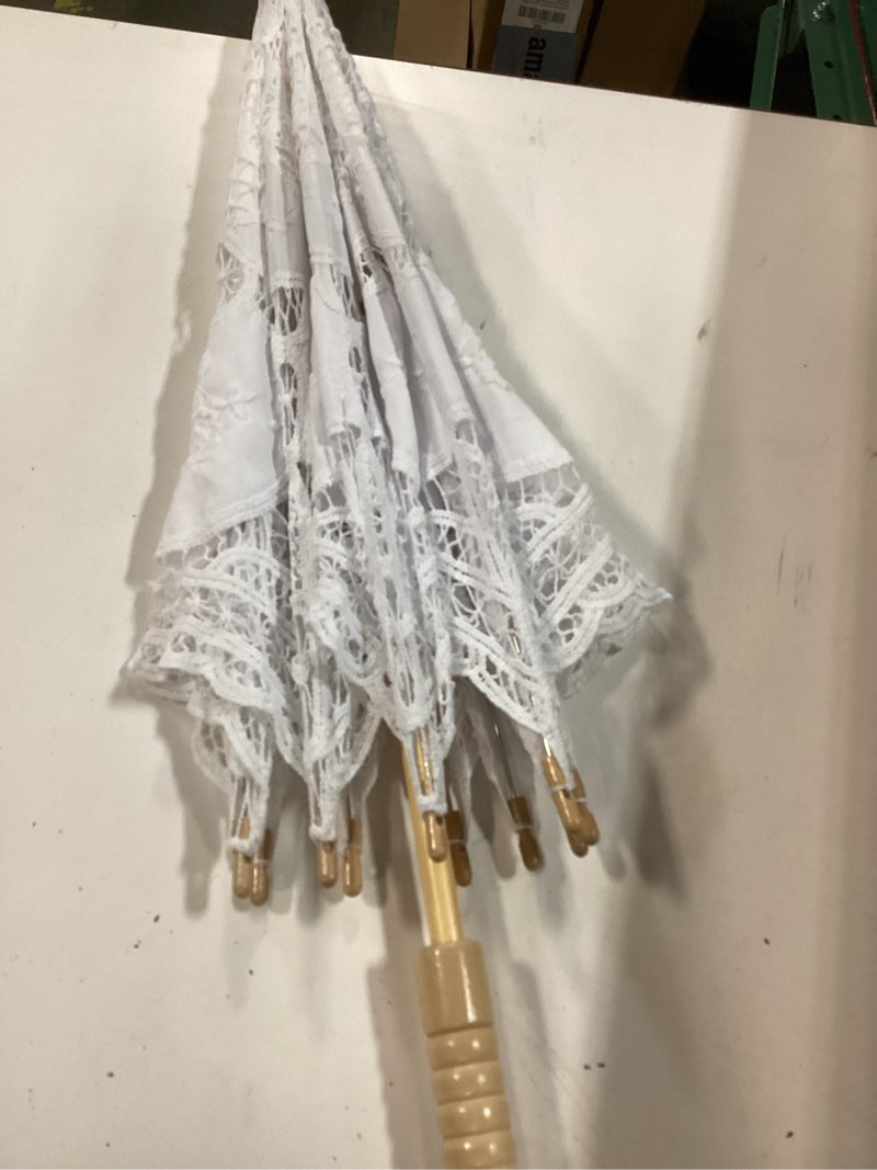 Condition photo showing Good Condition for lace parasol umbrella vintage wedding bridal lace umbrella for decoration photo tea party 32 inch adult size 02 white