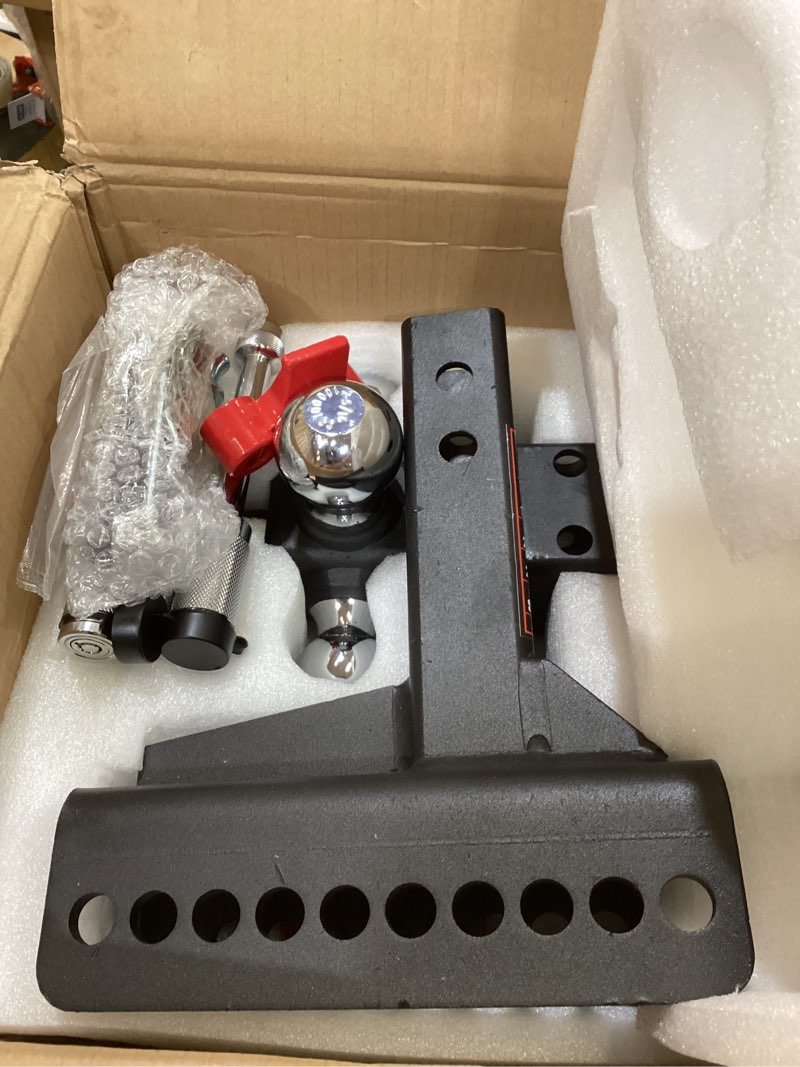 Condition photo showing Good Condition for tyt adjustable tri-ball trailer hitch for 2 inch receiver, 4.5" drop/rise, triple balls (1-7/8", 2", 2-5/16") with shackle, 10,000 lbs gtw, 1,000 lbs tw,pin lock & hitch tightener tri-ball, 4.5" drop/rise, with shackle