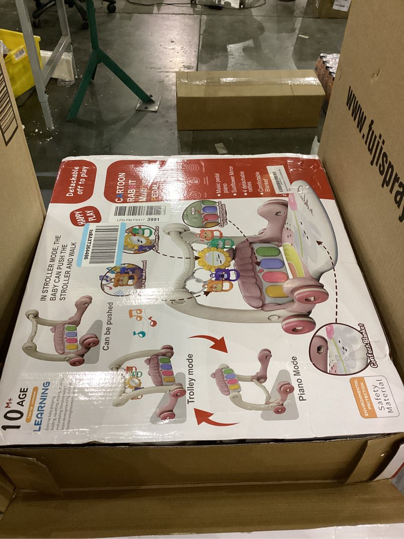 Condition photo showing As Is for Baby Walker with Tummy Time Mat and Stroller Toys-Sit-to-Stand Walker for Baby Development-Ideal Baby Push Walker and 6-Month-Old Baby Must-Haves-Fun Learning Playtime