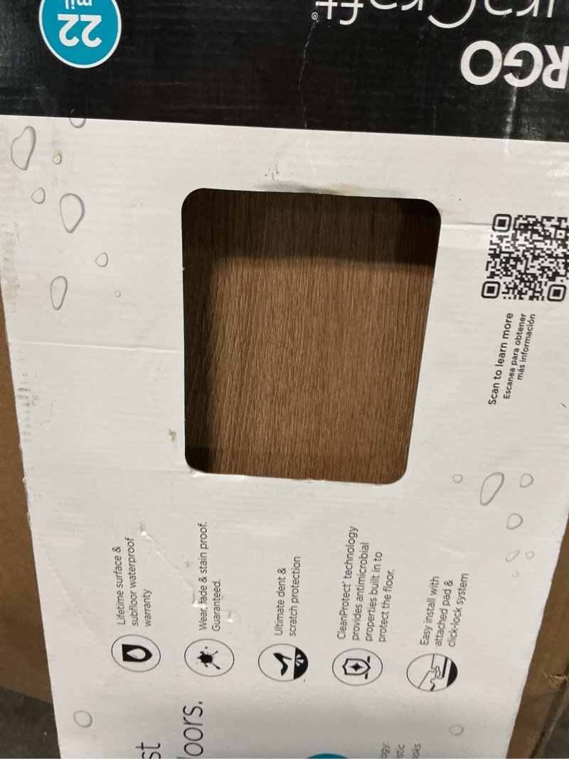 Condition photo showing As Is for (incomplete only 2 pieces)pergo duracraft seville oak brown 22-mil x 9-1/2-in w x 47-in l waterproof interlocking luxury vinyl plank flooring (18.78-sq ft/ carton)