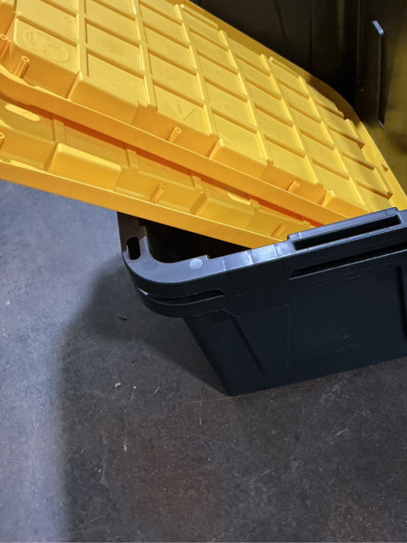 Condition photo showing Good Condition for  heavy-duty black and yellow storage tote 2pk